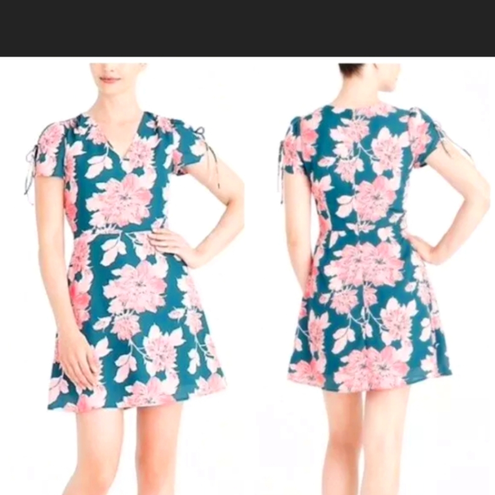 J Crew Mercantile Green Pink Flower Dress Size 12